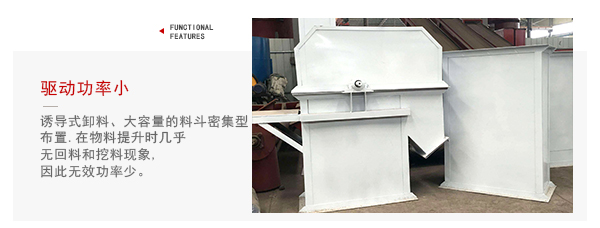TD型斗式提升机驱动力小，无回料等特点展示图。